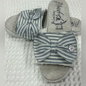 NWOT! Blowfish Malibu Felina  Striped Slide Sandals w/ Bow.